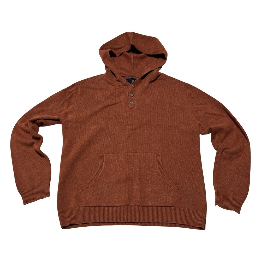 Lucky Brand Men's Henley Hoodie Long Sleeve Pullover Orange Size Small 20 x 25